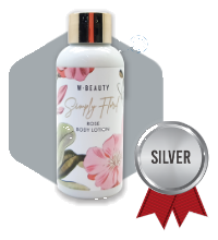 Woolworths W-Beauty Simply Floral rose body lotion bottle — Silver award
