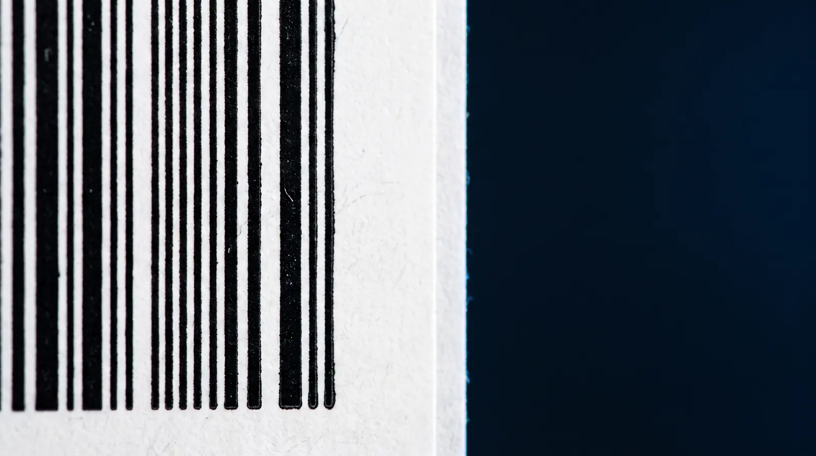 Macro of crisply printed bars on white label stock